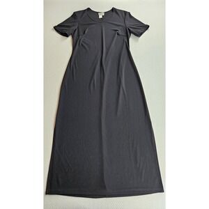 Coldwater Creek Black Short Sleeve Scoop Neck Maxi Dress M Minimalism Classic